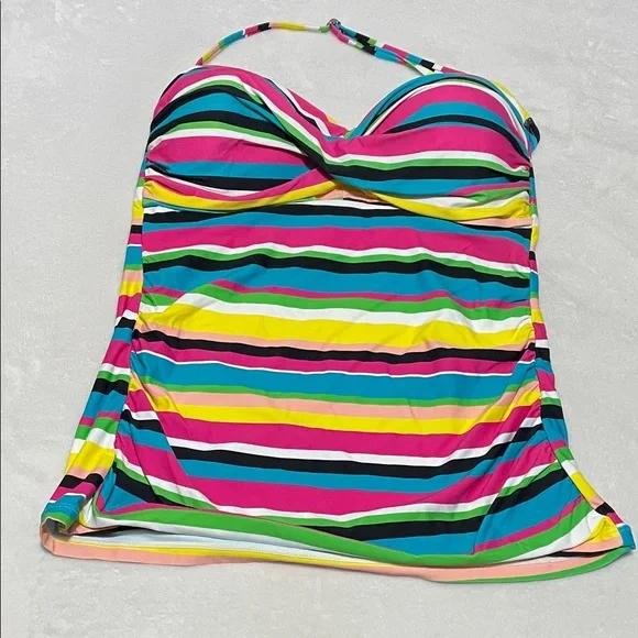 Anne Cole Striped One Piece SwimTankini Top Sz X-Large - Picture 2 of 13